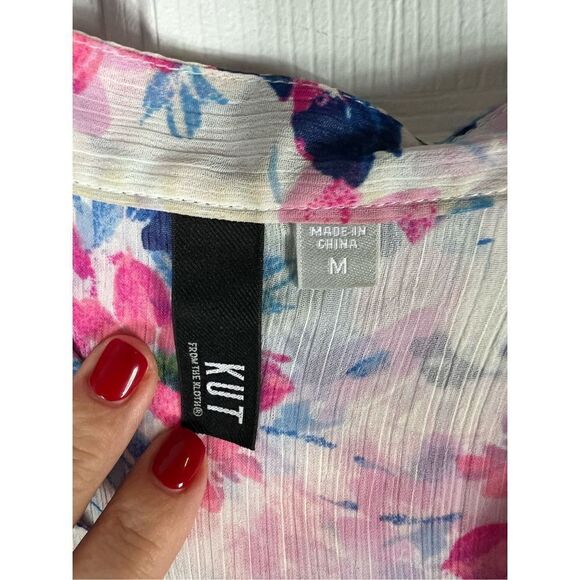 Kut from the Kloth Womens Sheer Floral Blouse Size M - Picture 2 of 3